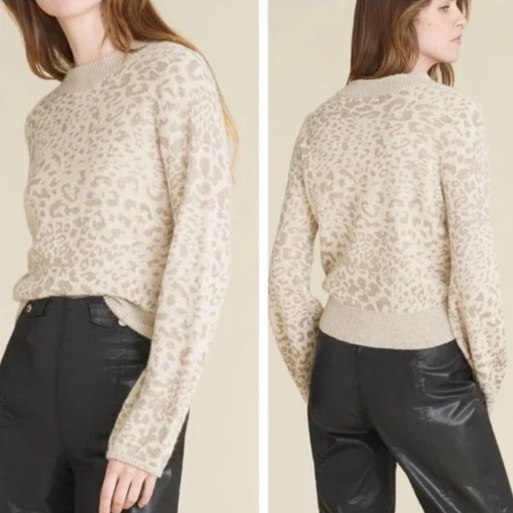 Veronica Beard Tilda Minimalist Leopard Print Alpaca Blend Sweater